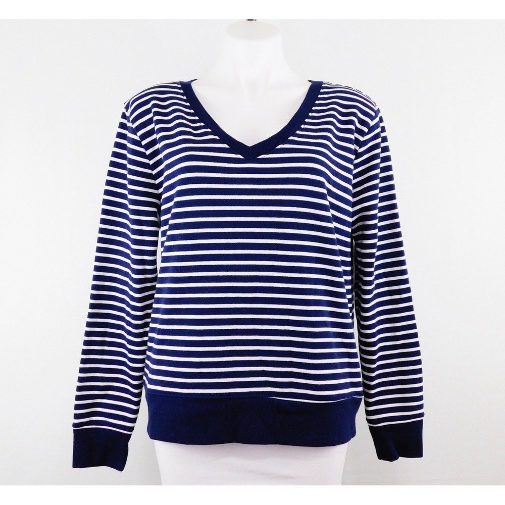 A New Day Women Sweater, Size XL, Blue/White, 58% Cotton,‎ 42% Polyester